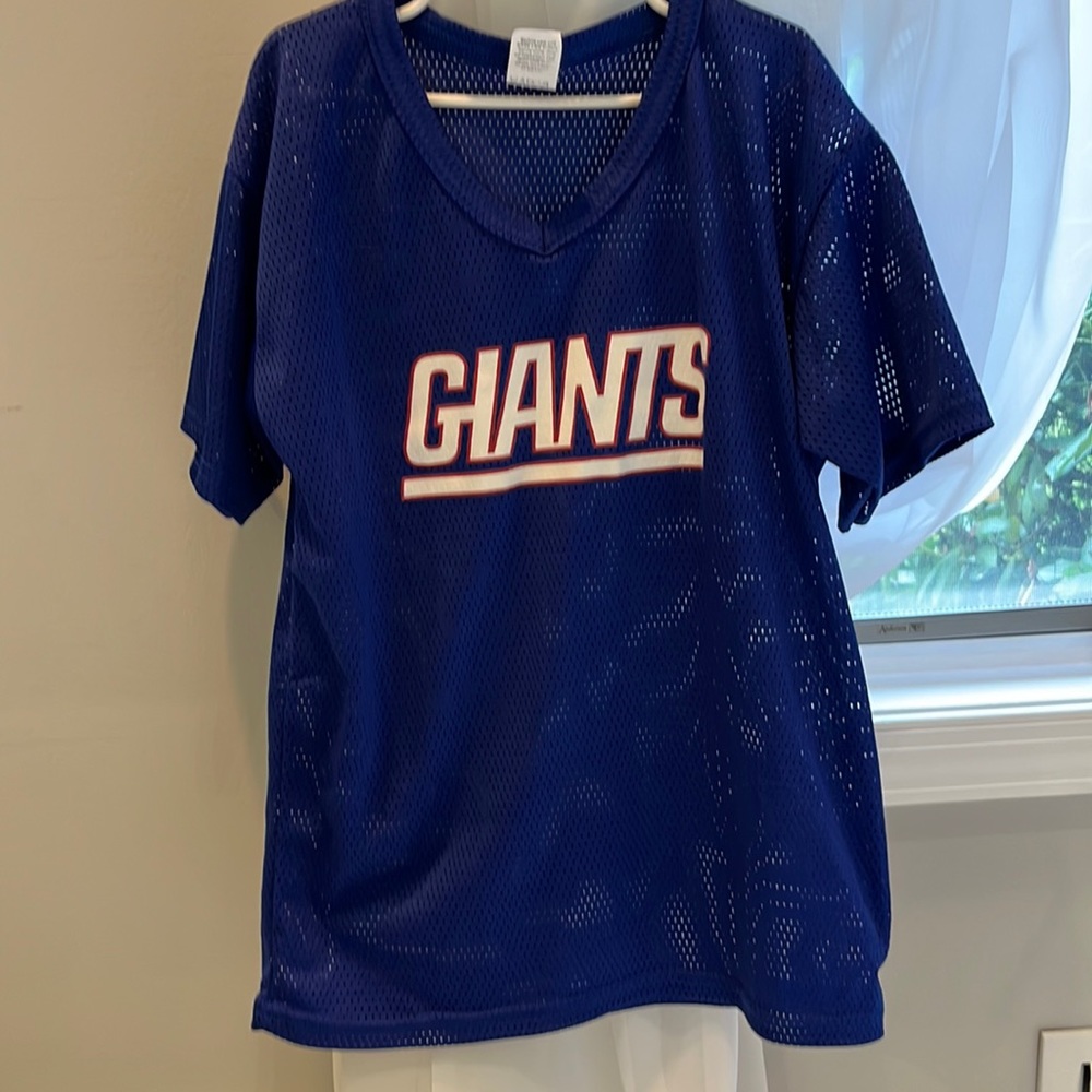 NY GIANTS mesh jersey size M & wearable toy football helmet game-day fan costume